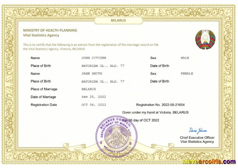 Belarus marriage certificate